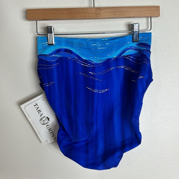 TARA GRINNA BLUE/TURQ/GOLD high waist bikini bottoms and padded top size 13 a/b - Picture 9 of 10